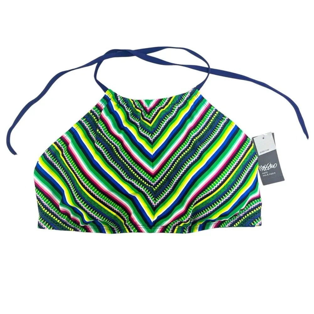 Mossimo Women's Size‎ D/DD Halter Bikini Swim Top Multicolor Tribal Stripes NWT